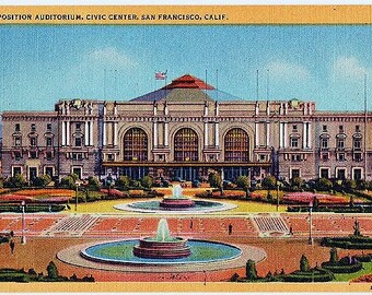 Vintage California Postcard - The Exposition Auditorium in the Civic Center, San Francisco (Unused)