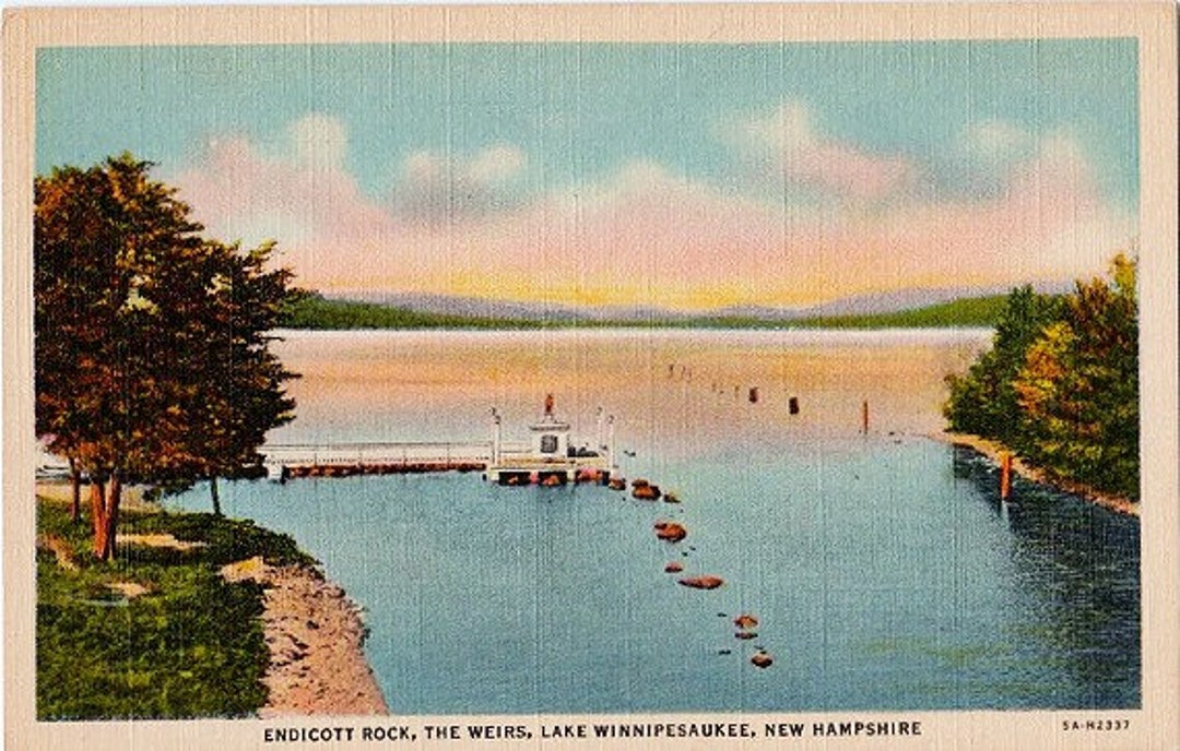 Vintage New Hampshire Postcard Endicott Rock on Lake Etsy