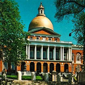Carte postale vintage de Boston - The Massachusetts State House à Beacon Hill (inutilisé)