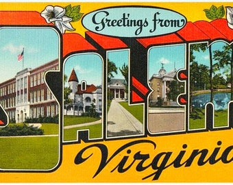 Vintage Virginia Postcard - Greetings from Salem, Virginia (Unused)