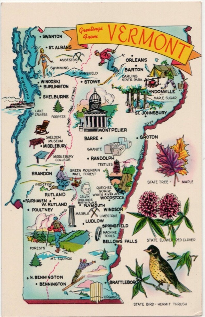 Vintage Vermont Postcard Greetings from Vermont Etsy