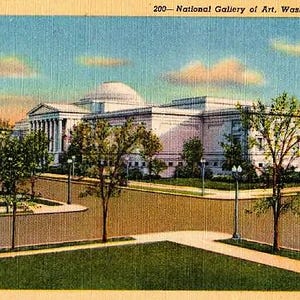 Carte postale vintage de Washington DC - The National Gallery of Art (inutilisé)