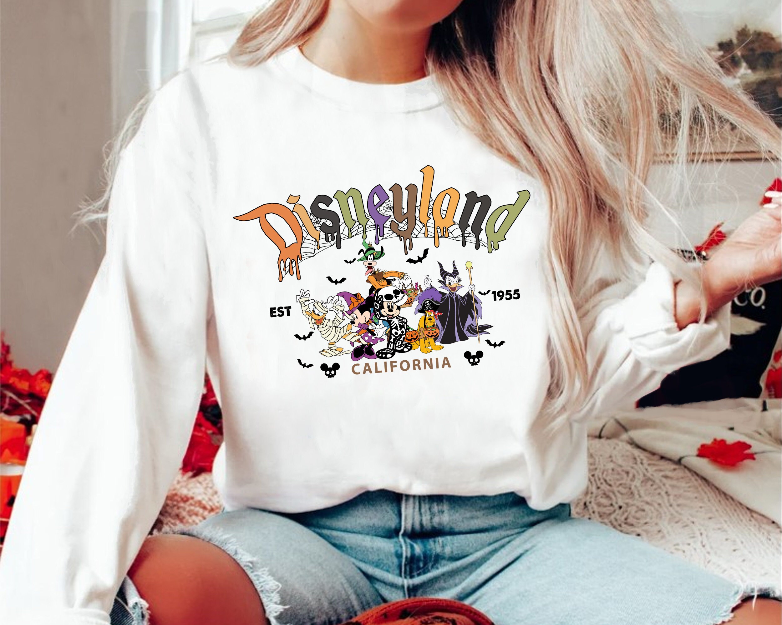 Discover Disneyland Retro Mickey and Friends Est 1955 Sweatshirt, Disneyland Halloween Sweatshirt