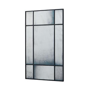 Handcrafted Rectangular Wall Mount Antique Mirror |Vintage Mirrors for Wall | Black Framed Mirror for Bedroom, Living Room
