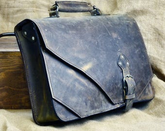 Leather Briefcase,  Anniversary Gift for Husband, Men's Satchel, Carryon Luggage Messenger Bag, Work Bag, Laptop Bag,