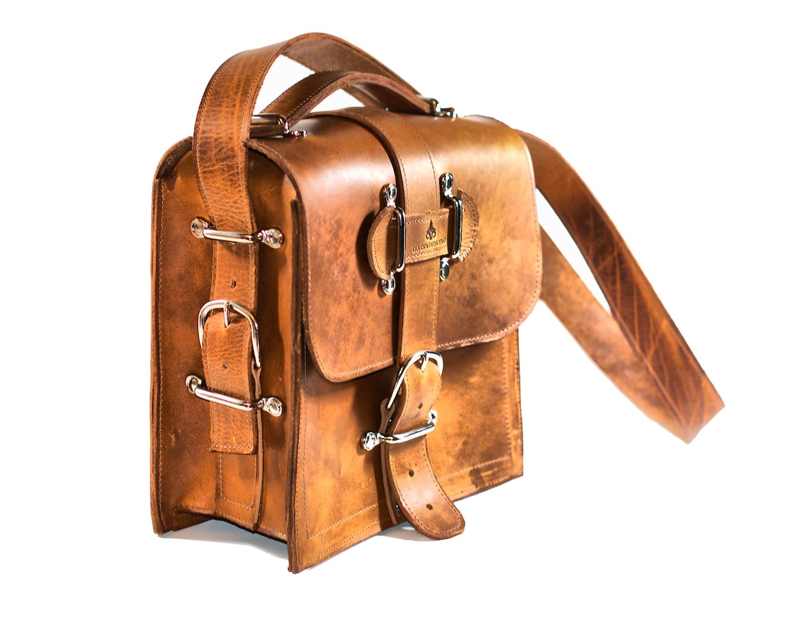 Rugged Leather Camera Bag Indiana Jones Satchel Messenger Etsy