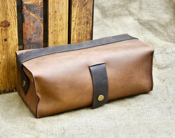 Men&#39;s Grooming Leather Toiletry Bag Personalized Shaving