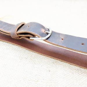 Plain Leather Belt Distressed Leather Belt with Brass Hardware Simple Rugged Men Gift for Guys image 2