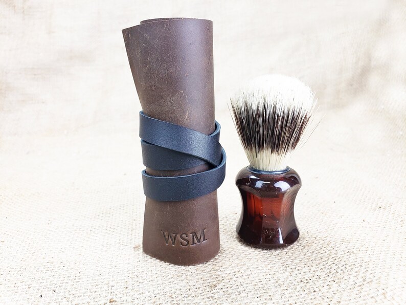 Leather Shaving Brush Roll Leather Brush Case Men's Etsy
