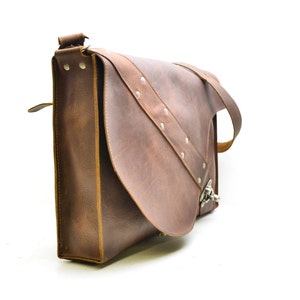 Dark Brown Leather Laptop Bag Satchel Rustic and Industrial - Etsy