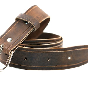 Distressed Brown Leather Belt - Men&#39;s Leather Belt - Rugged Belt - Husband Gift - 3rd Wedding Anniversary Gift for Guys