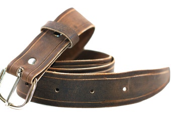 Distressed Brown Leather Belt - Men's Leather Belt - Rugged Belt - Husband Gift - 3rd Wedding Anniversary Gift for Guys