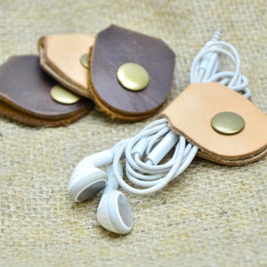 Christmas Gifts, Cable Holder, Leather Cable Organizer, Earphone Holder, Phone Cord Keeper, Cable Ties, Stocking Stuffer Tech Gifts -INSTOCK