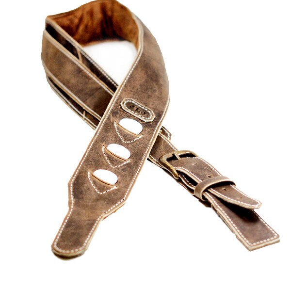 Padded Leather Guitar Strap - Custom Guitar Strap with Pick Pockets - Distressed Leather Guitar Strap with Memory Foam