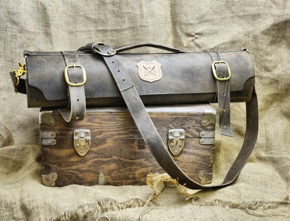 Custom Leather Chef Knife Roll Distressed Knives - Leather Chef Knife Roll Bag Custom Leather Chef Knife Roll Distressed Knives - Leather Chef Knife Roll Bag