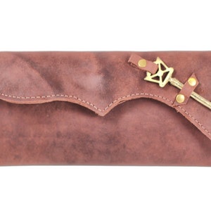 Large Ladies Checkbook Wallet - Womens Wallet with Extra Card Slots - Skeleton Key Accent