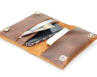 Aged Leather Iphone7 Case and Wallet Pouch - Distressed Men's Wallet, iPhone Wallet, Phone Wallet, Gifts for Guys, Rugged Mens Wallet, gift