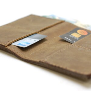 Extra Large Men's Leather Wallet - Double Billfold Wallet - Distressed Leather Wallet for Guys