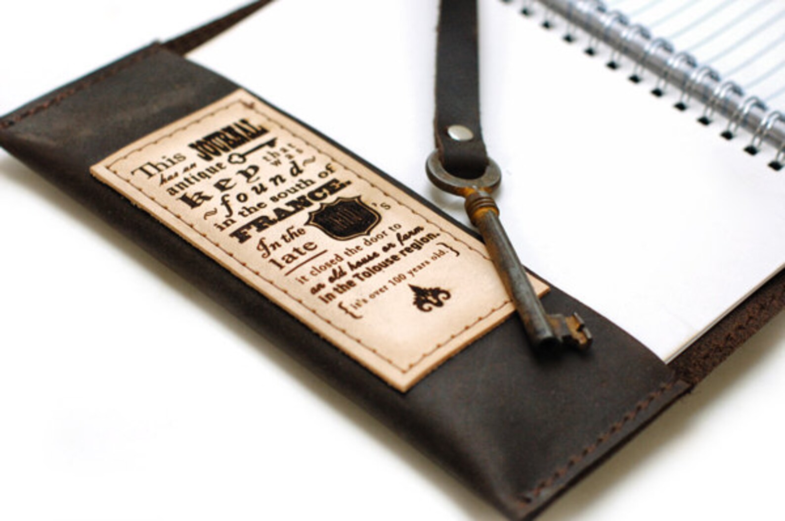 Notebook With Key Black Leather Notebook With Antique Skeleton Key - Refillable, 100% ...