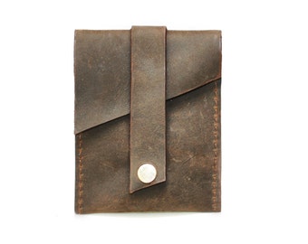 Men's Leather Credit Card Wallet / Business Card Holder  - Industrial "Pop Up" Design