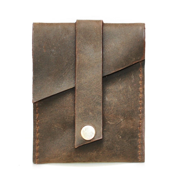 Men's Leather Credit Card Wallet / Business Card Holder  - Industrial "Pop Up" Design