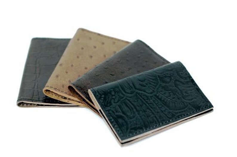 Simple Leather Wallet Leather Fold Card Wallet or Business Card Holder image 1