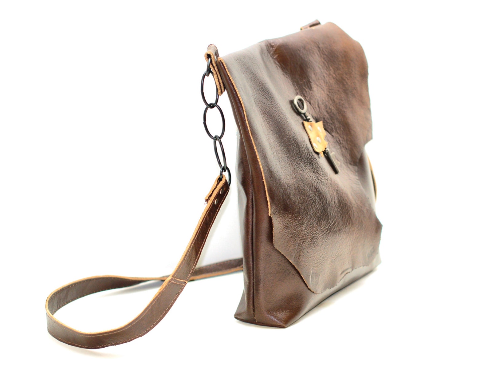 Brown Slouchy Leather Bag Distressed Leather Messenger Etsy