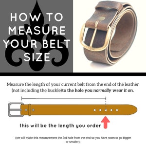Plain Leather Belt Distressed Leather Belt with Brass Hardware Simple Rugged Men Gift for Guys image 8