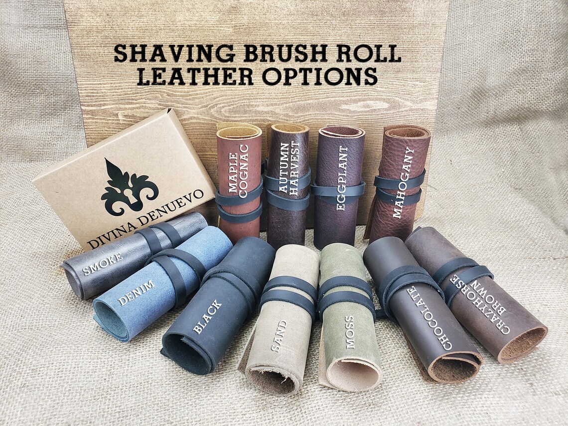 Leather Shaving Brush Roll Leather Brush Case Men's Etsy