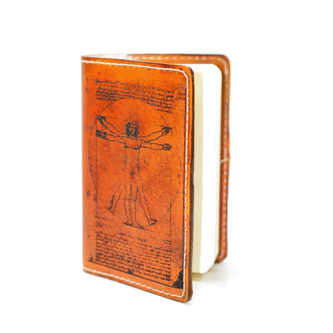Vitruvian Man Leather Journal Da Vinci Artist Notebook Refillable Laser