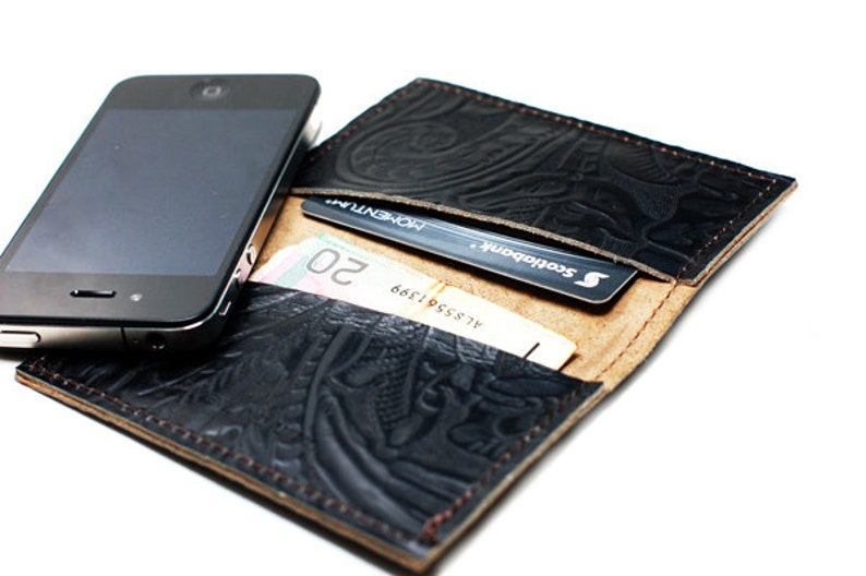 Simple Leather Wallet Leather Fold Card Wallet or Business Card Holder image 4