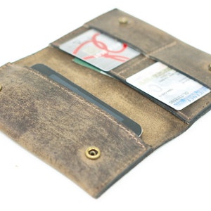 caja de teléfono de cuero angustiado y cartera de la tarjeta - cartera delgada de la funda del teléfono - cartera de cuero retromoderno