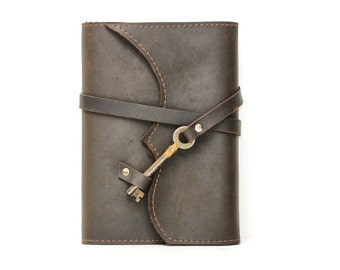 Distressed Brown Leather Book Cover - Leather Notebook