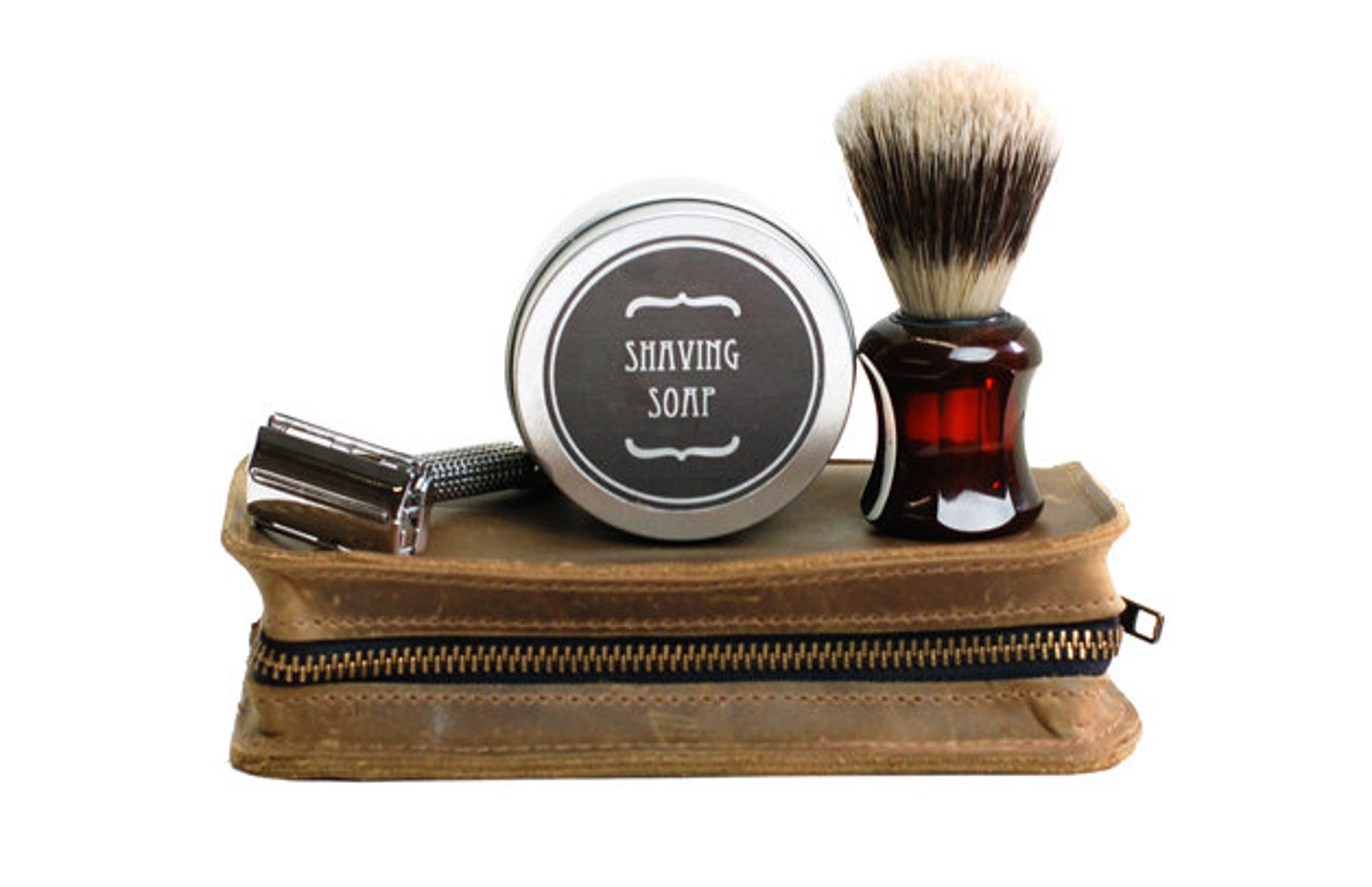 Shaving Set Leather Grooming Gift for Men Wet Shave Case Etsy