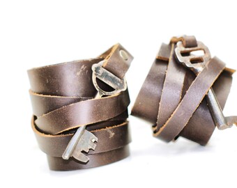 3rd Anniversary, His and Hers Matching Leather Wrist Cuffs, His and His Gifts, Leather Anniversary Wedding Gifts