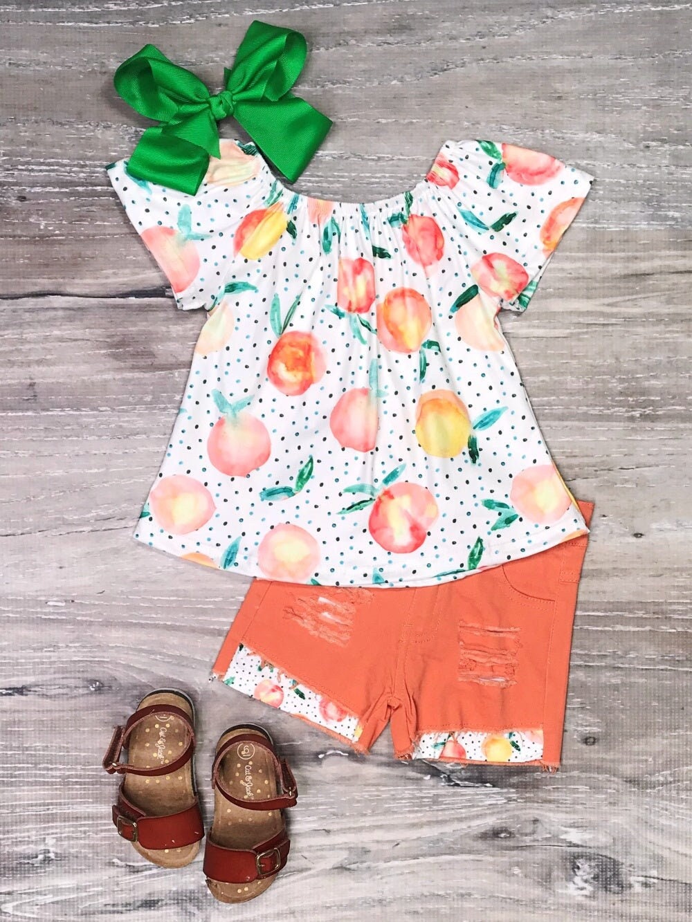 Toddler Girl's Peach Orange Polka 