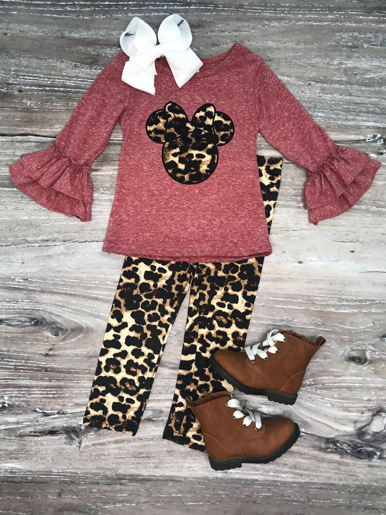 Toddler 12 18 Months 2T 3T 4T 5 6 7 8 Girls Winter Heathered Rose Mouse Cheetah Leggings Holiday Complete Outfit