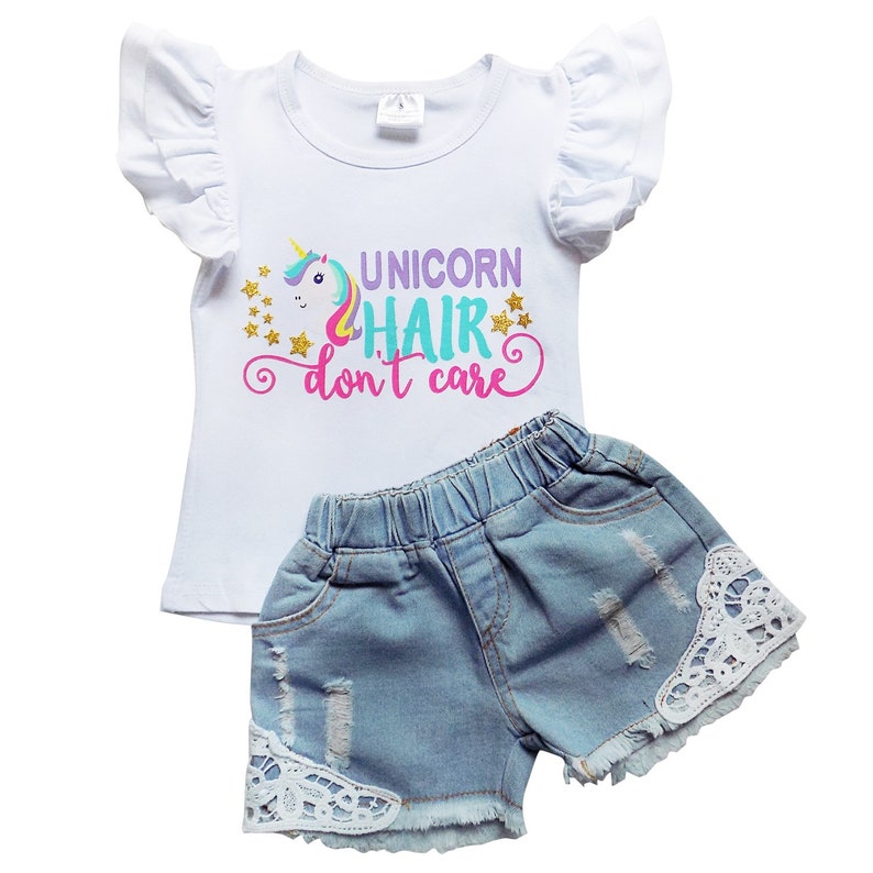 Little Girls Unicorn Flag Pattern Summer Cotton Raglan Tank Top T-Shirt Tee 2T-8