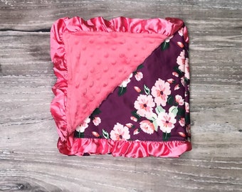 minky dot blanket with satin backing