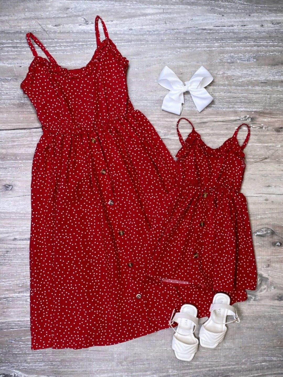 mommy-me-red-polka-dot-button-up-matching-dresses-spring-etsy