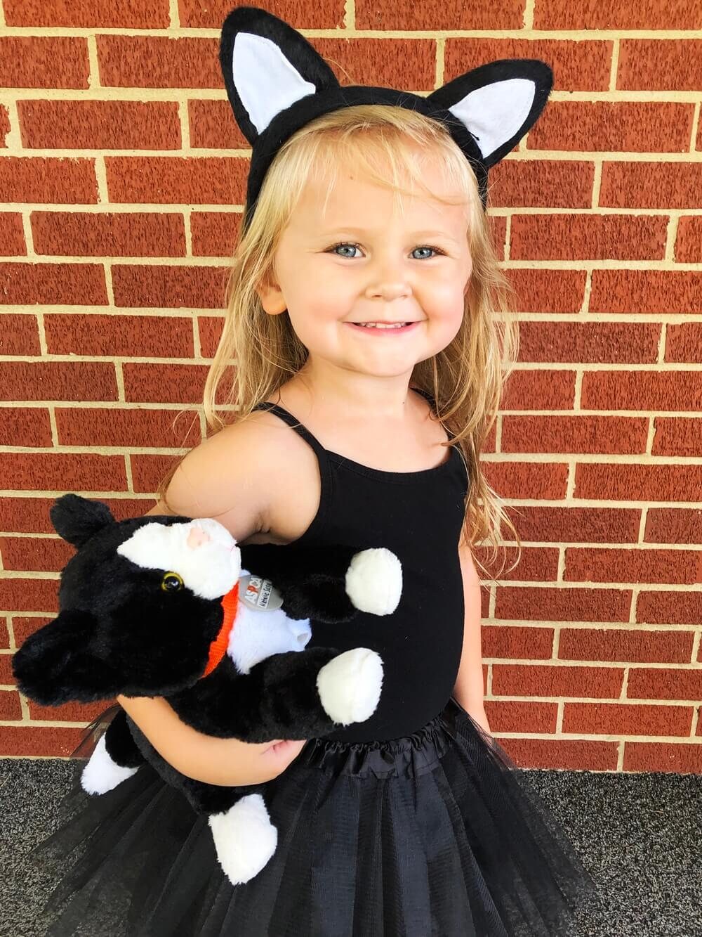 Children Black Cat Halloween Costume Tutu Dress For Girls With Headband Tie Tail 