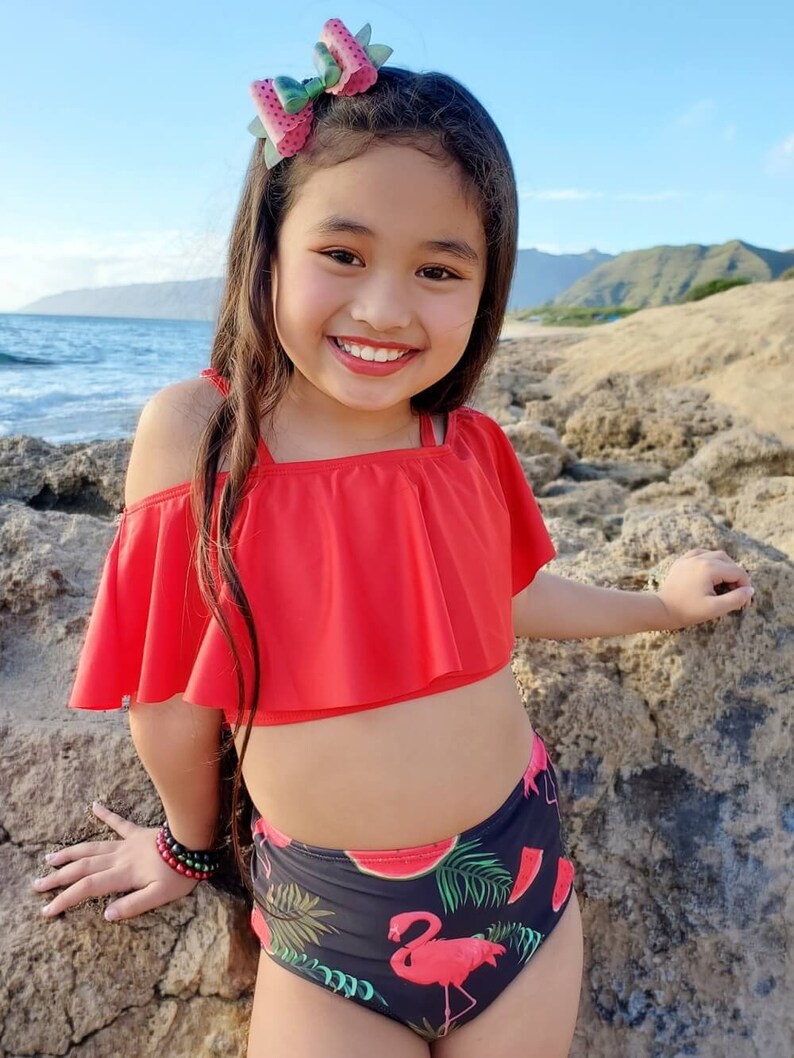Toddler Spring or Summer Girl/'s Boutique Tropical Watermelon /& Flamingo Bikini Bathing Suit Boutique Swim 12 18 Months 2T 3T 4T 5 6 7 8