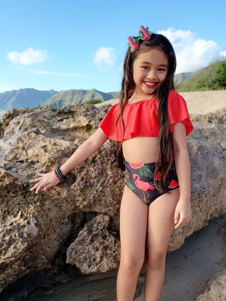 Toddler Spring or Summer Girl/'s Boutique Tropical Watermelon /& Flamingo Bikini Bathing Suit Boutique Swim 12 18 Months 2T 3T 4T 5 6 7 8