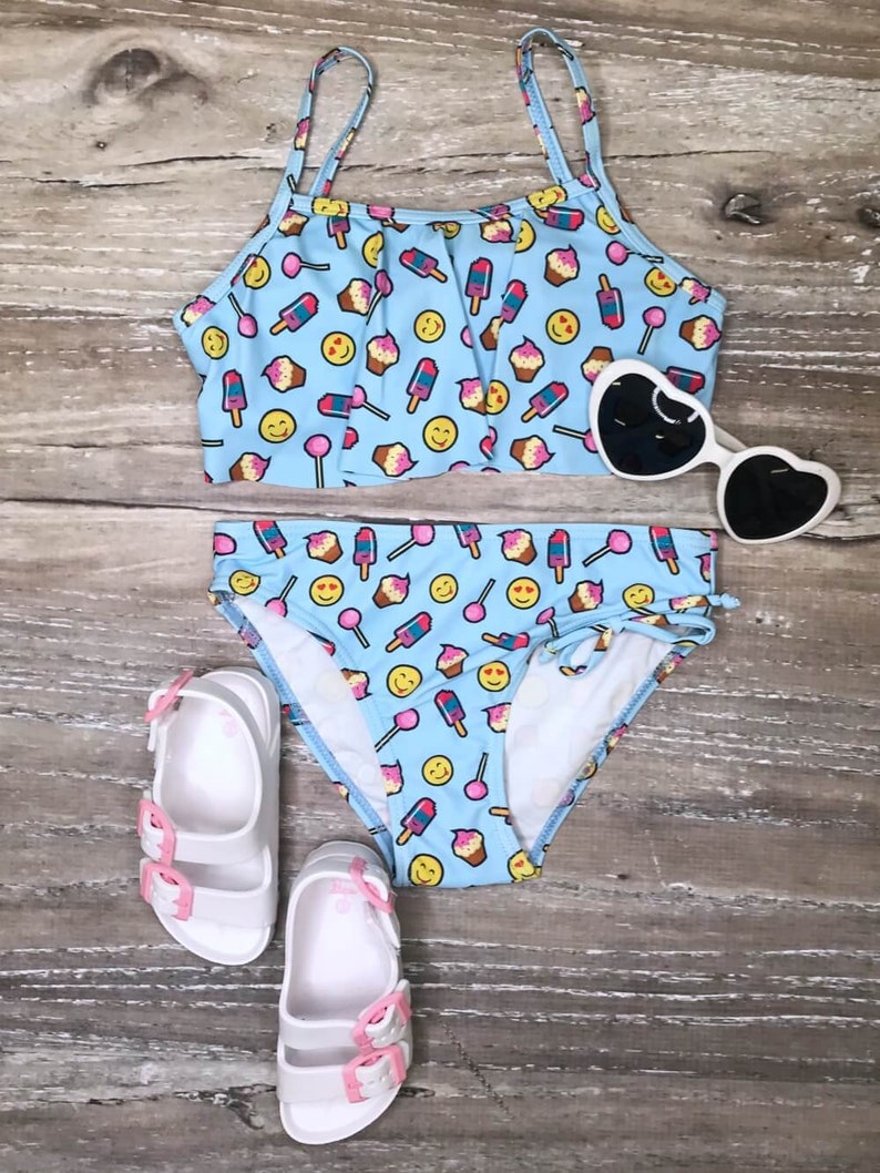 Spring or Summer Girl's Boutique Emoji Bathing Suit Emoji Etsy