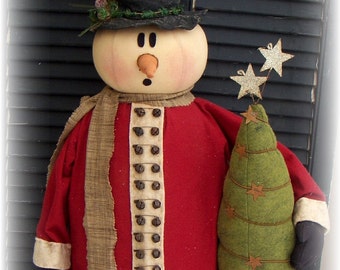 Patrón primitivo de bienvenida a puerta de muñeco de nieve de 36" E