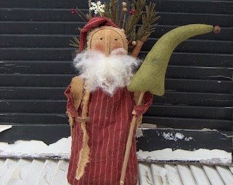 Patrón primitivo de Papá Noel con árbol y saco de golosinas E 12