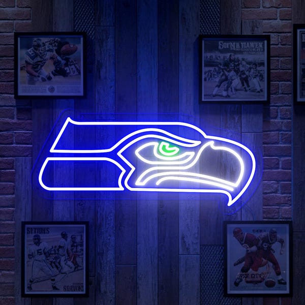 Seattle Seahawks neonskylt, sportbar, man cave-spelrumsdekor, present till fotbollsfans