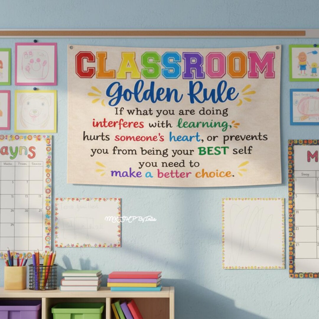 Classroom Golden Rule Banner,colorful Elementary Classroom Decor Sign ...