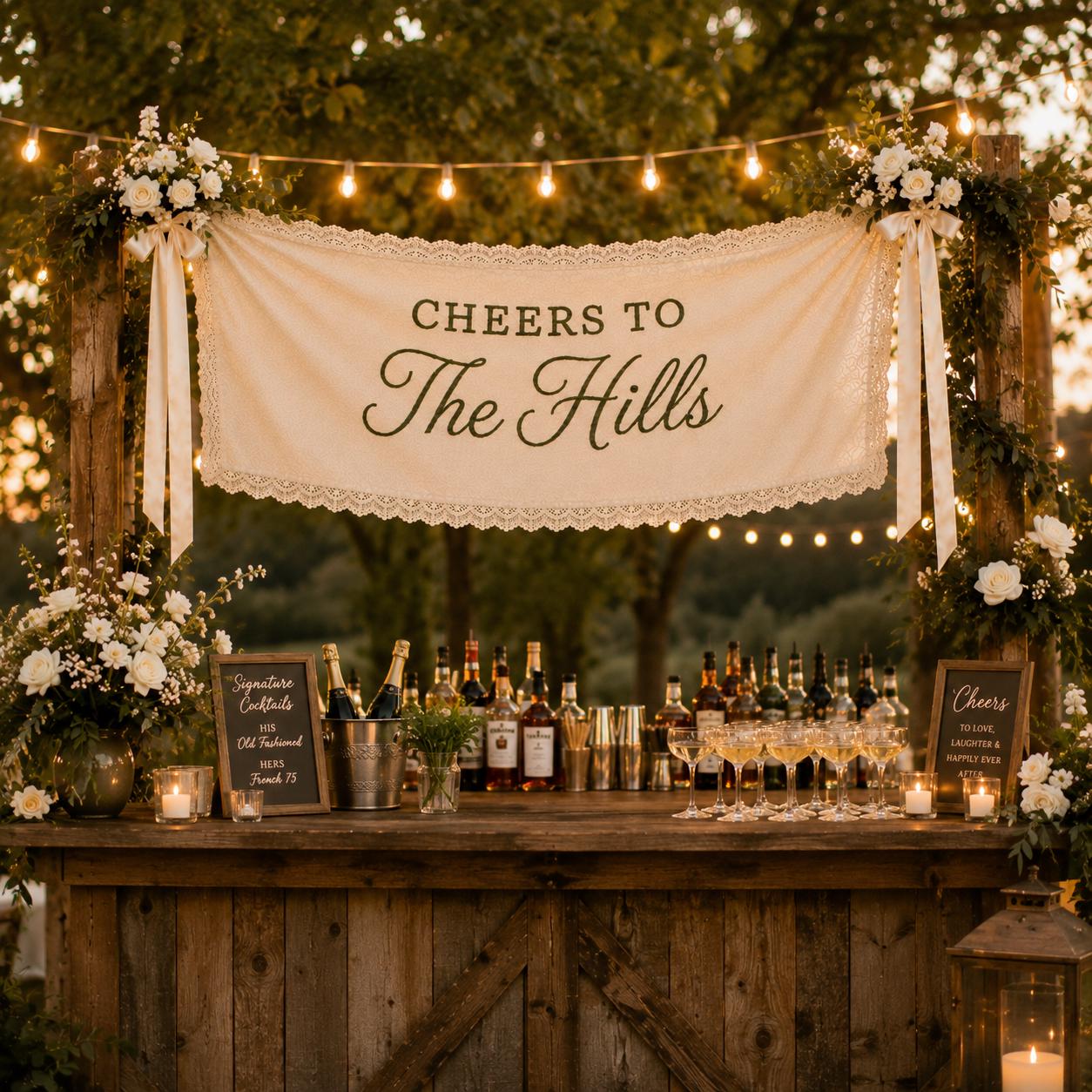 Hand Stitched Lace Welcome Sign