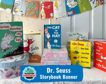 Dr. Seuss Book Page Banner /Your Favorite Dr. Seuss Book Turned into Garland / Seuss Party Decoration: Baby Shower, Birthday /READY to Ship